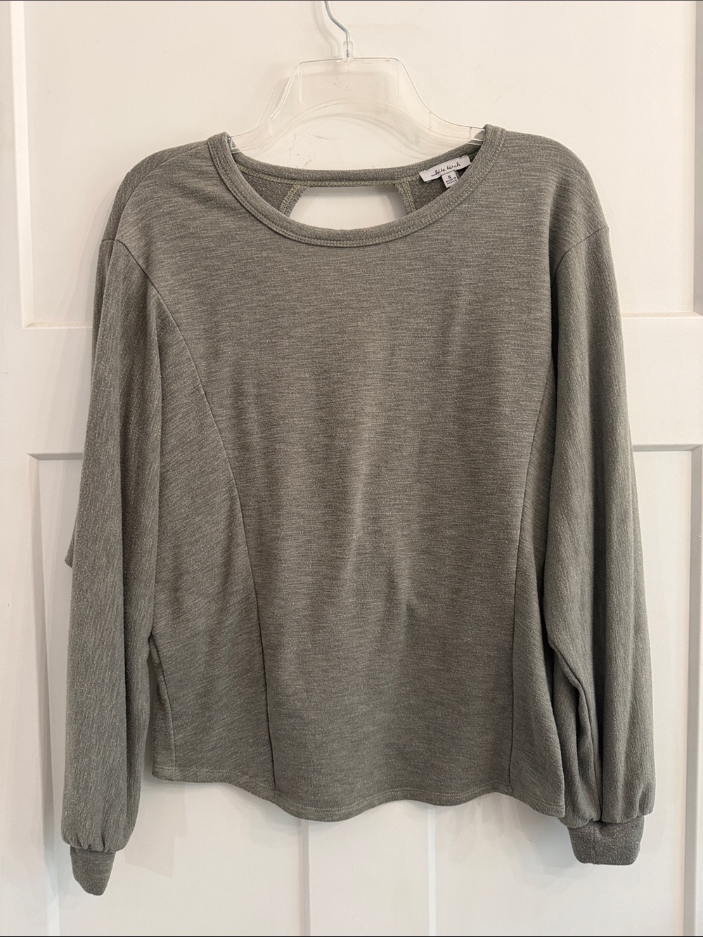 white birch Olive Green Crewneck Sweatshirt with Back Cutout, Small